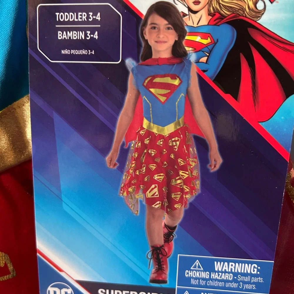 Supergirl Kids Costume - Red and Blue toddler 3-4